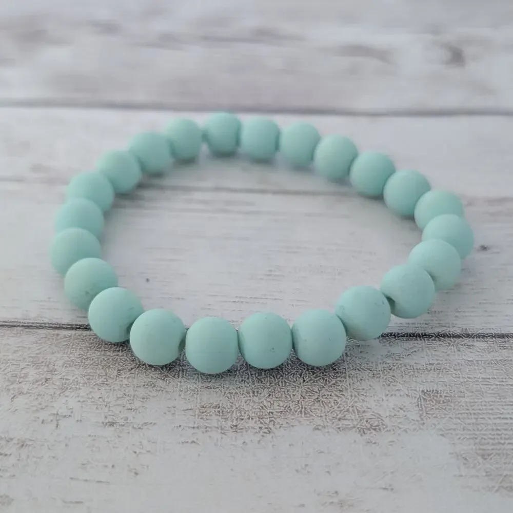 Vintage Bracelet Pastel Teal Green Stretch Bracelet